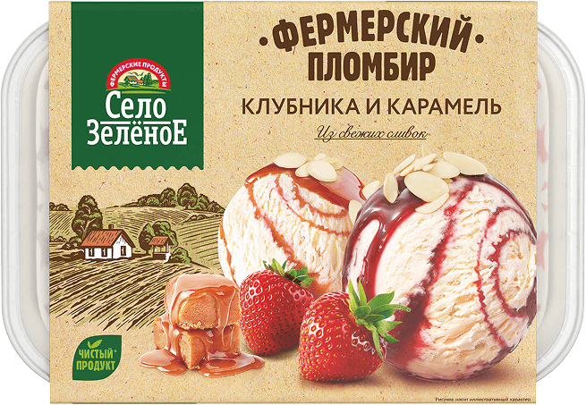 Мороженое клубника и карамель